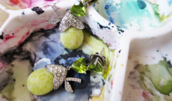 Diamond-set Pear Drop Earrings in Watercolour paint palette // Tessa Packard London Contemporary Fine Jewellery