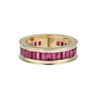 Bespoke Ruby and gold Eternity Ring by Tessa Packard London Contemporary Fine Jewellery
