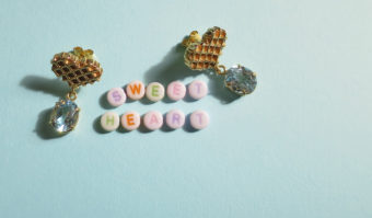 gold waffle hearts and aquamarine earrings by Tessa Packard London Contemporary fine Jewellery