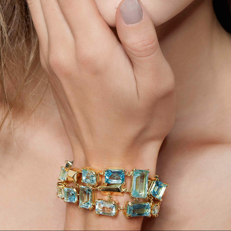 Double Aquamarine Gold Cuff Bracelet – The Silver Connection