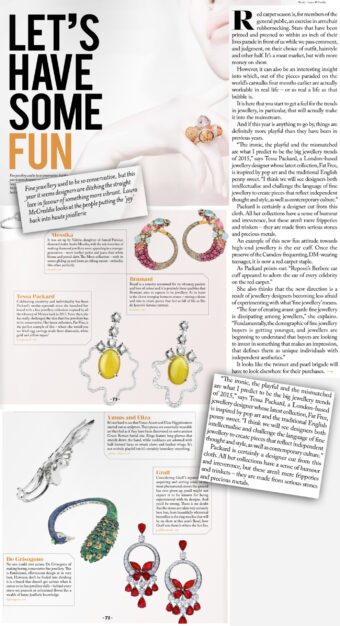 Diamond and yellow agate earrings by Tessa Packard London Contemporary Fine Jewellery featured in Tempus Magazine