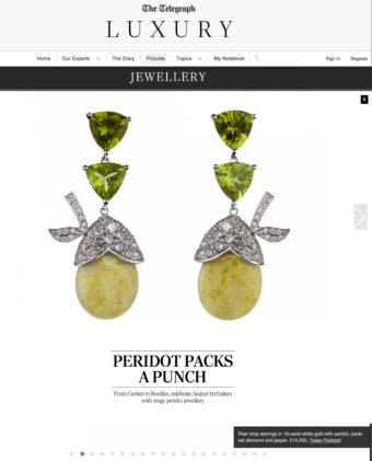 Telegraphy Luxury featuring Peridot and diamond pear drop earrings by Tessa Packard London
