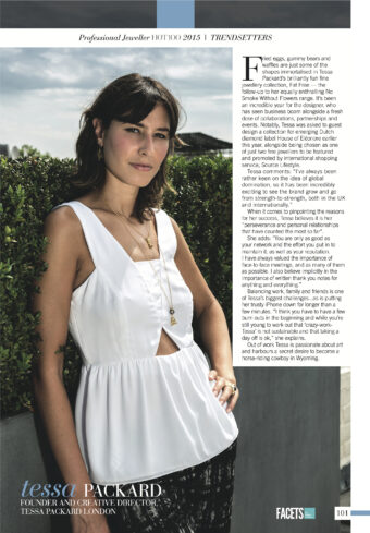 Tessa Packard featured in The Professional Jeweller