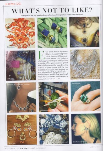 vanity fair magazine featuring Tessa Packard London Contemporary Fine Jewellery Flower Bomb Earrings