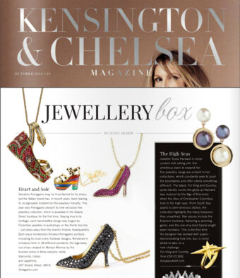 Kensington and Chelsea Magazine featuring Tessa Packard London Contemporary Fine Jewellery Northbound star ring and pearl drop earrings
