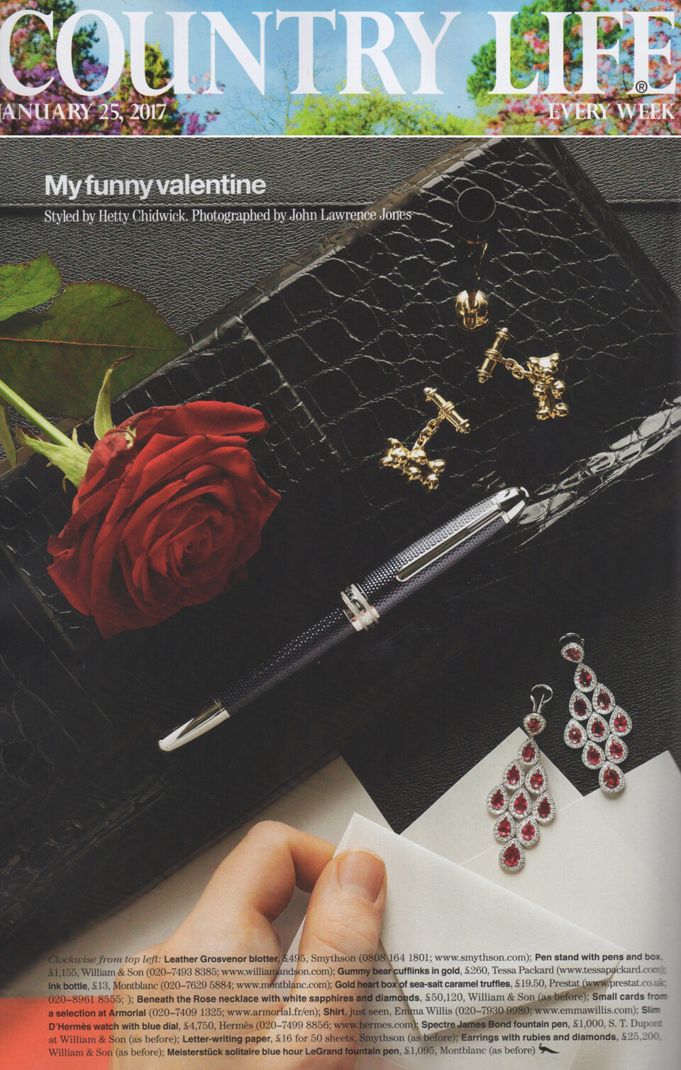 Country Life Magazine features Tessa Packard London Contemporary Fine Jewellery Gold Gummy Bear cufflinks