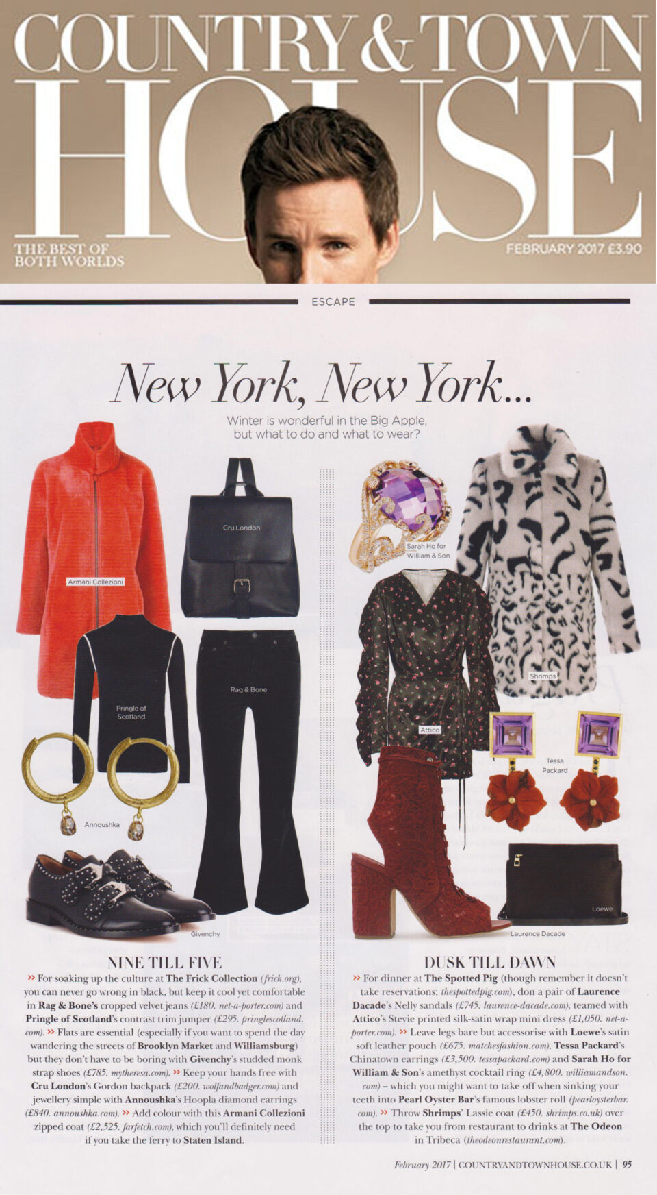 Country and Townhouse magazine featuring Tessa Packard London Contemporary Fine Jewellery amethyst and hand carved flower earrings