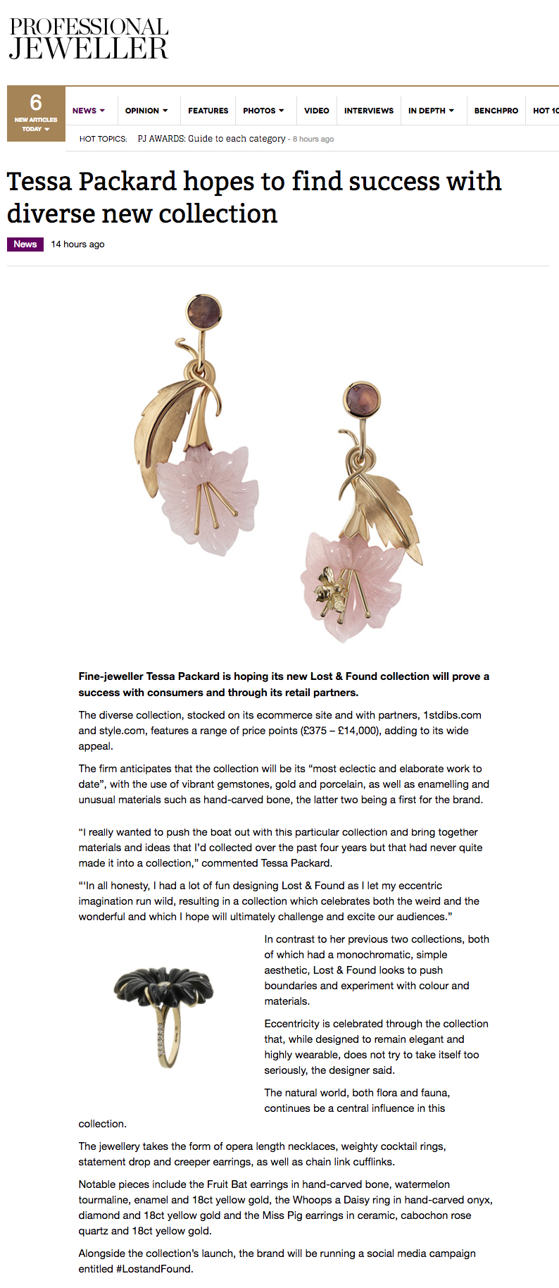 professional jeweller announces the launch of Tessa Packard London contemporary Fine Jewellery New Collection