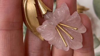 bee earrings with rose quartz flowers
