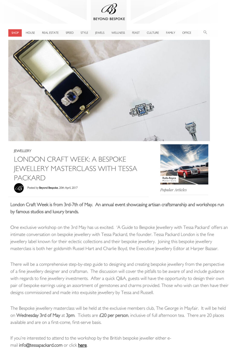 London craft week Masterclass with Tessa Packard of Tessa Packard London Contemporary Fine Jewellery