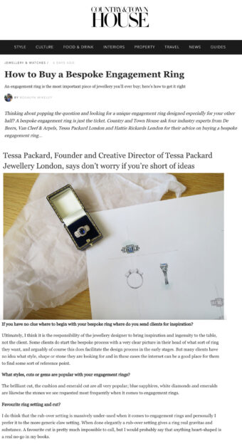 country and town house Magazine How to Buy a Bespoke Engagement Ring featuring Tessa Packard Contemporary Fine Jewellery