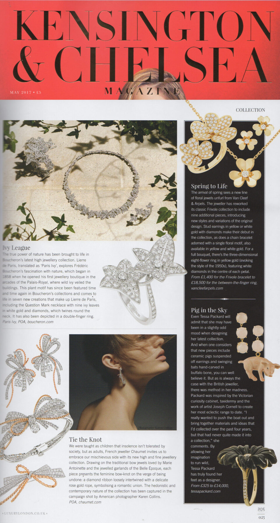 Tessa Packard London Contemporary Fine Jewellery featured in Kensington and Chelsea Magazine