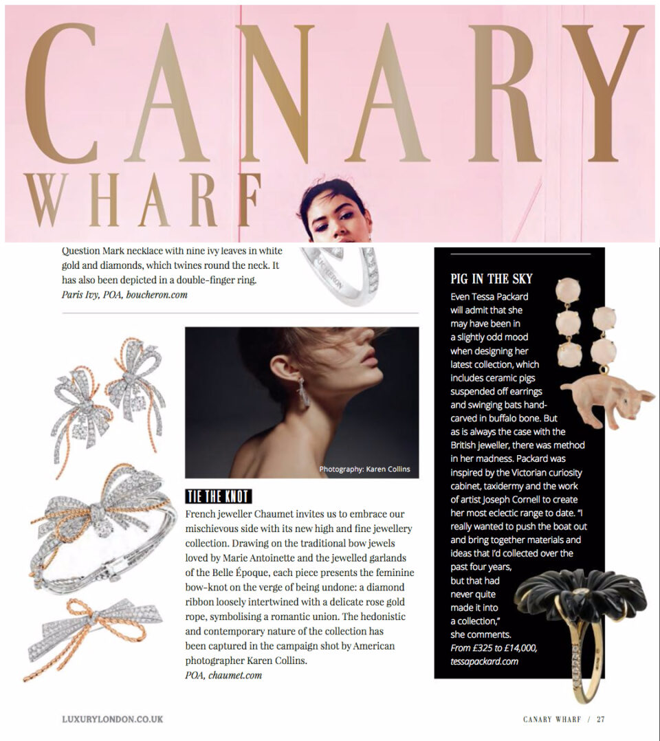 Tessa Packard London Contemporary Fine Jewellery featured in Canary Wharf Magazine