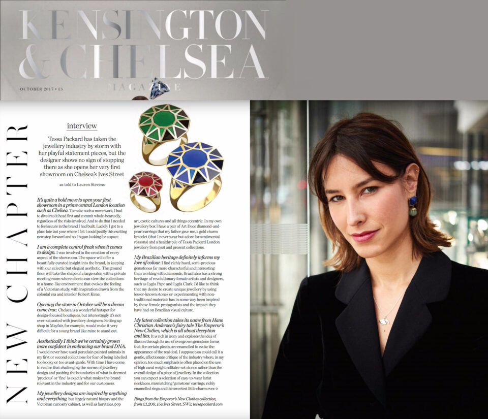 Kensington Chelsea magazine featuring an interview with Tessa Packard