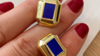 blue enamel gold cufflinks