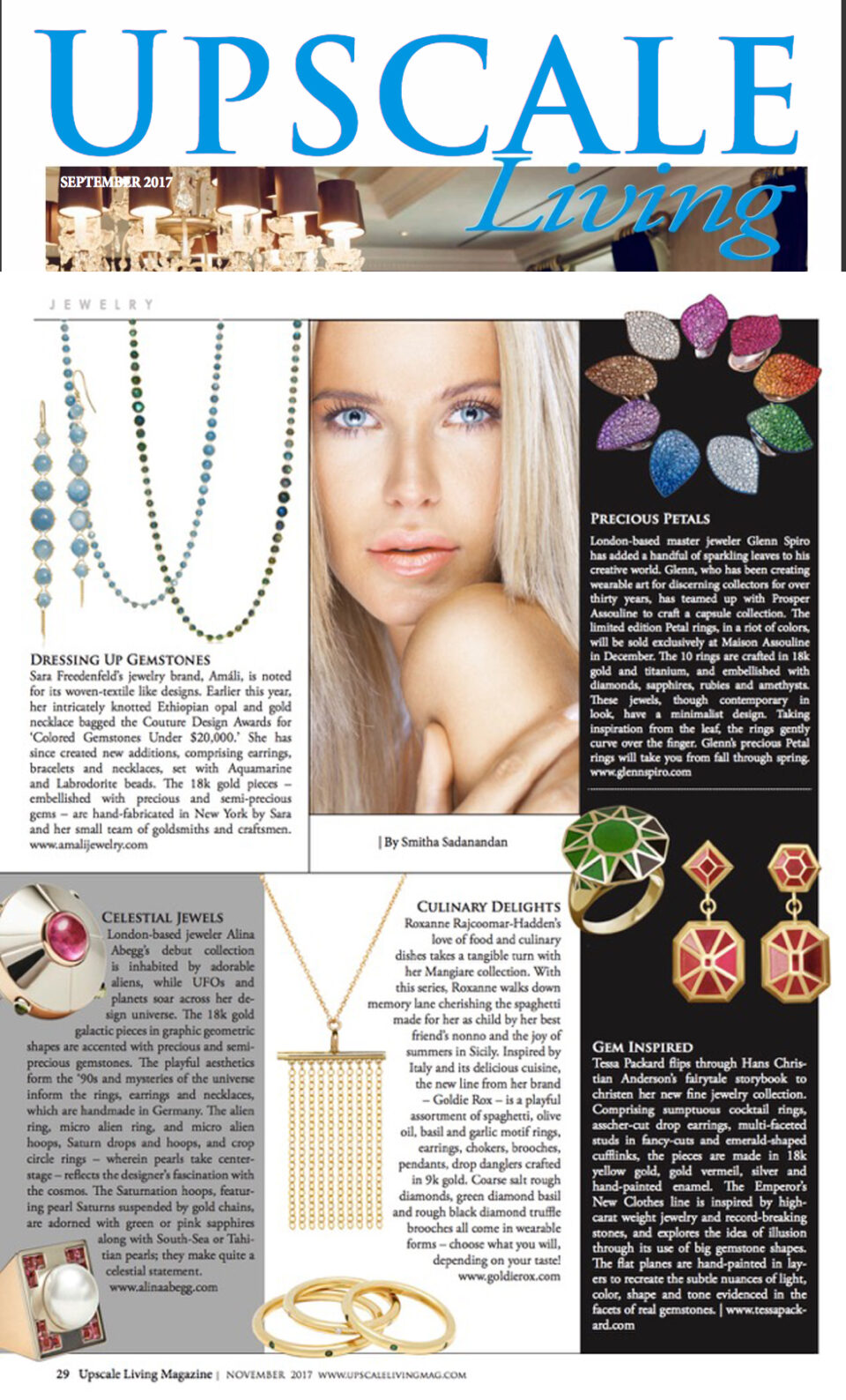 Upscale Living Magazine Featuring Tessa Packard London Contemporary fine Jewellery Emperors New Clothes Collection