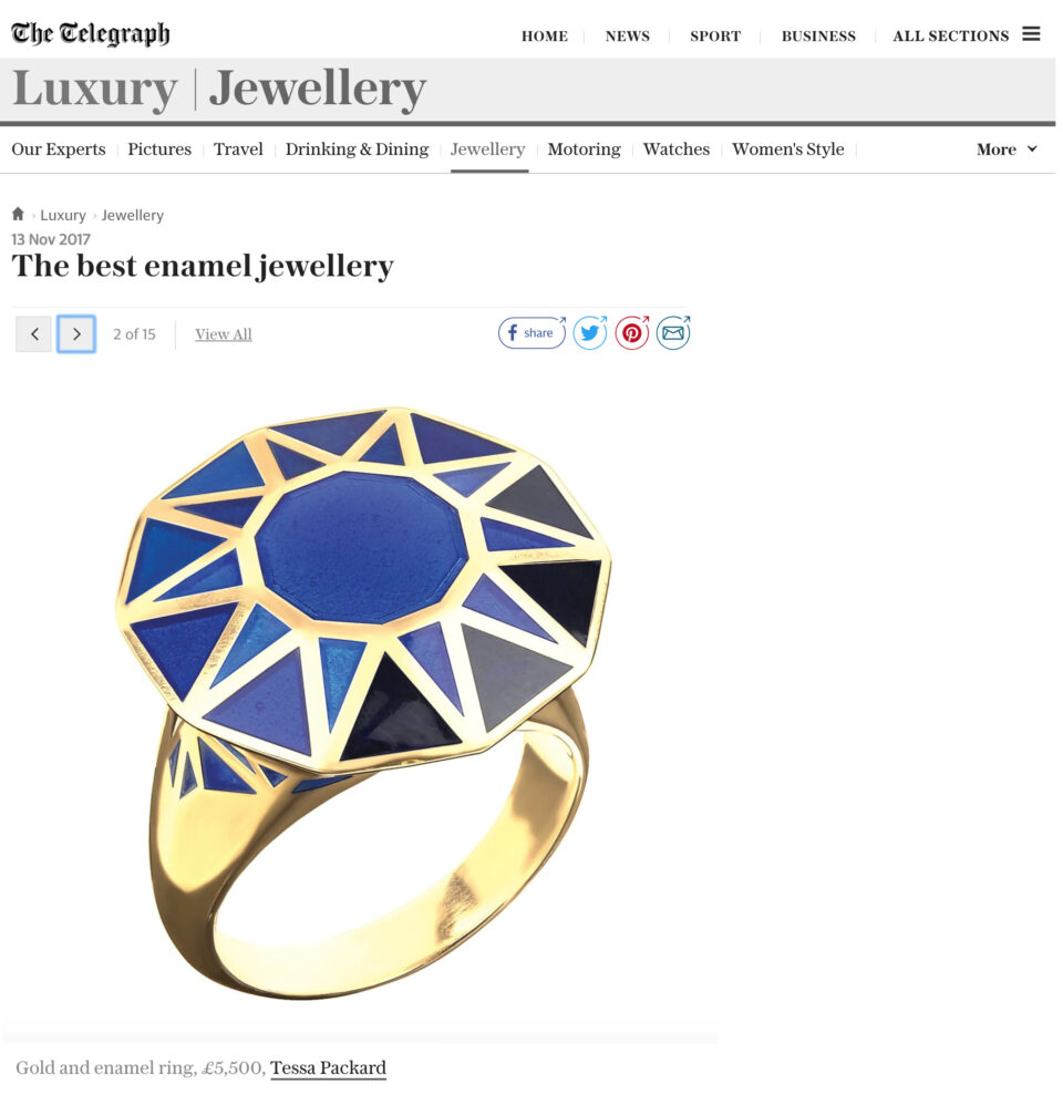 telegraph online featuring Tessa Packard London Contemporary Fine Jewellery Copy Cat enamel ring