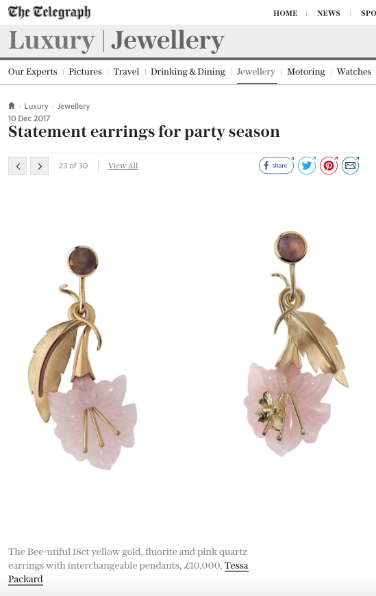 THE TELEGRAPH LUXURY Online Featuring Tessa Packard London Beeutiful Earrings