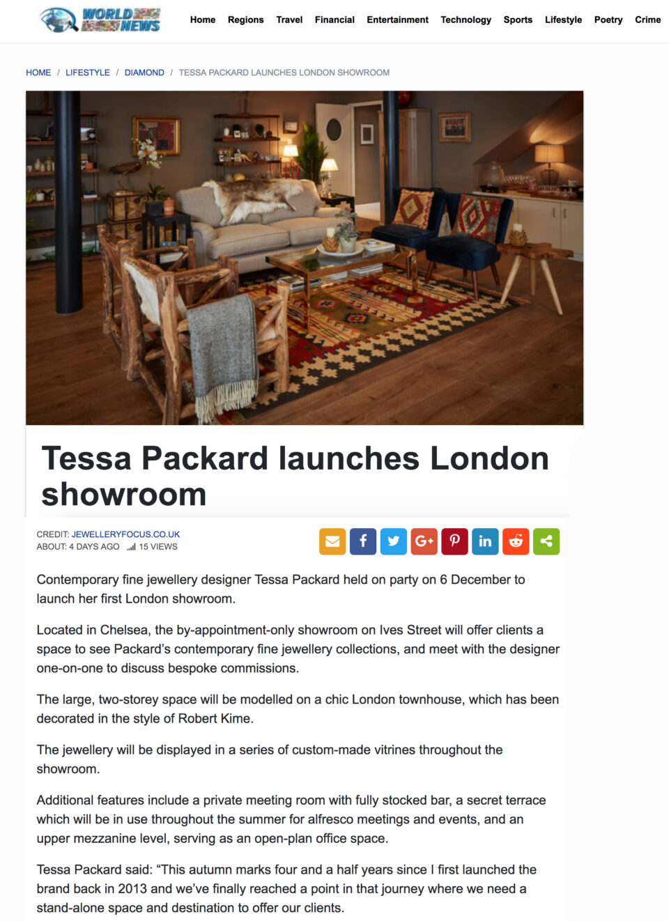 World news Tessa Packard London Showroom Launch