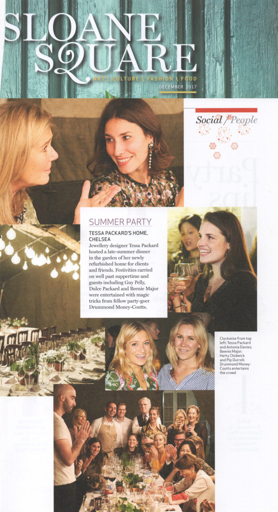 Sloane Square Magazine featuring the Tessa Packard London Contemporary Fine Jewellery Annual Summer Dinner