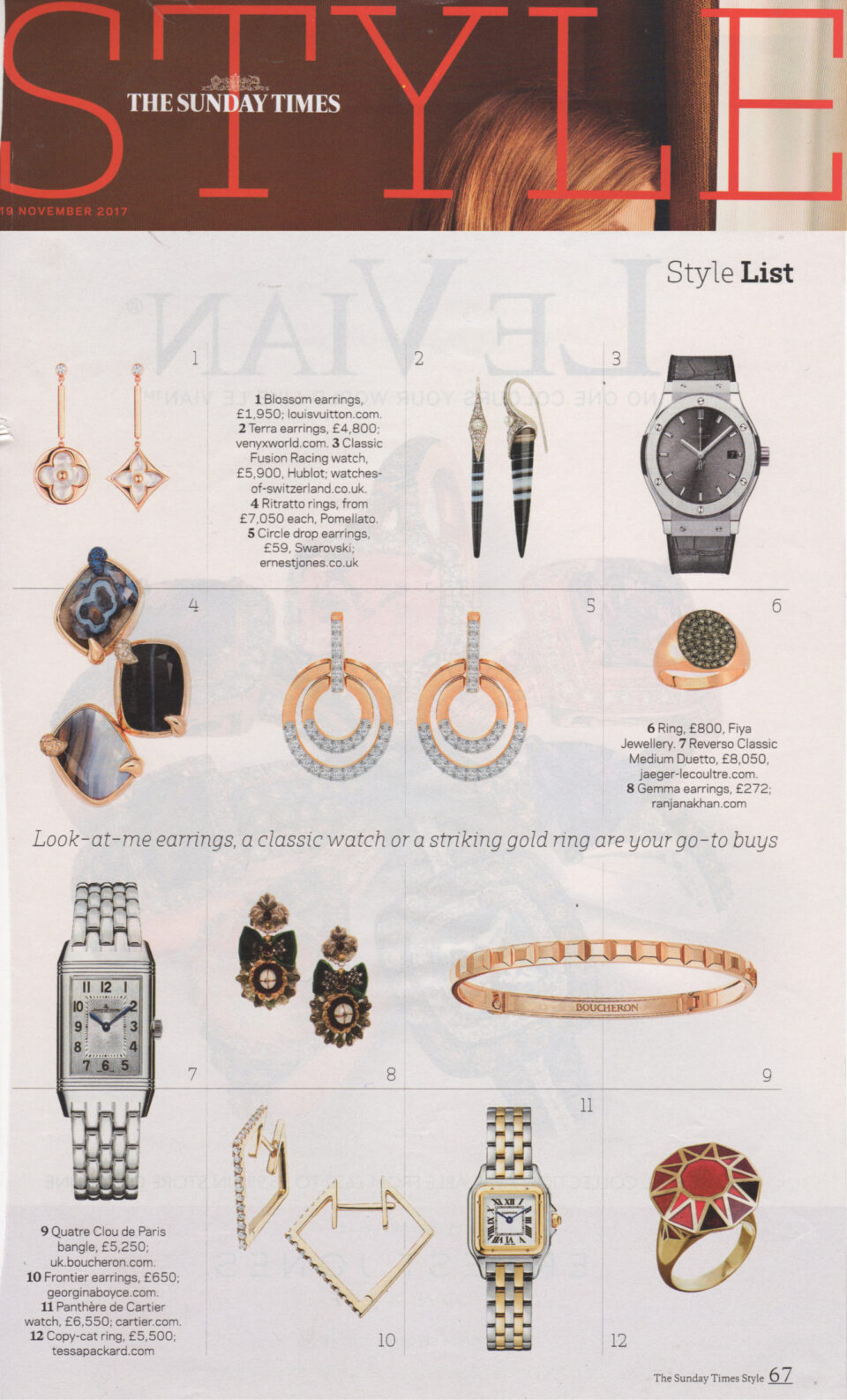 Sunday Times Style Magazine featuring Tessa Packard London Copy-Cat Ring