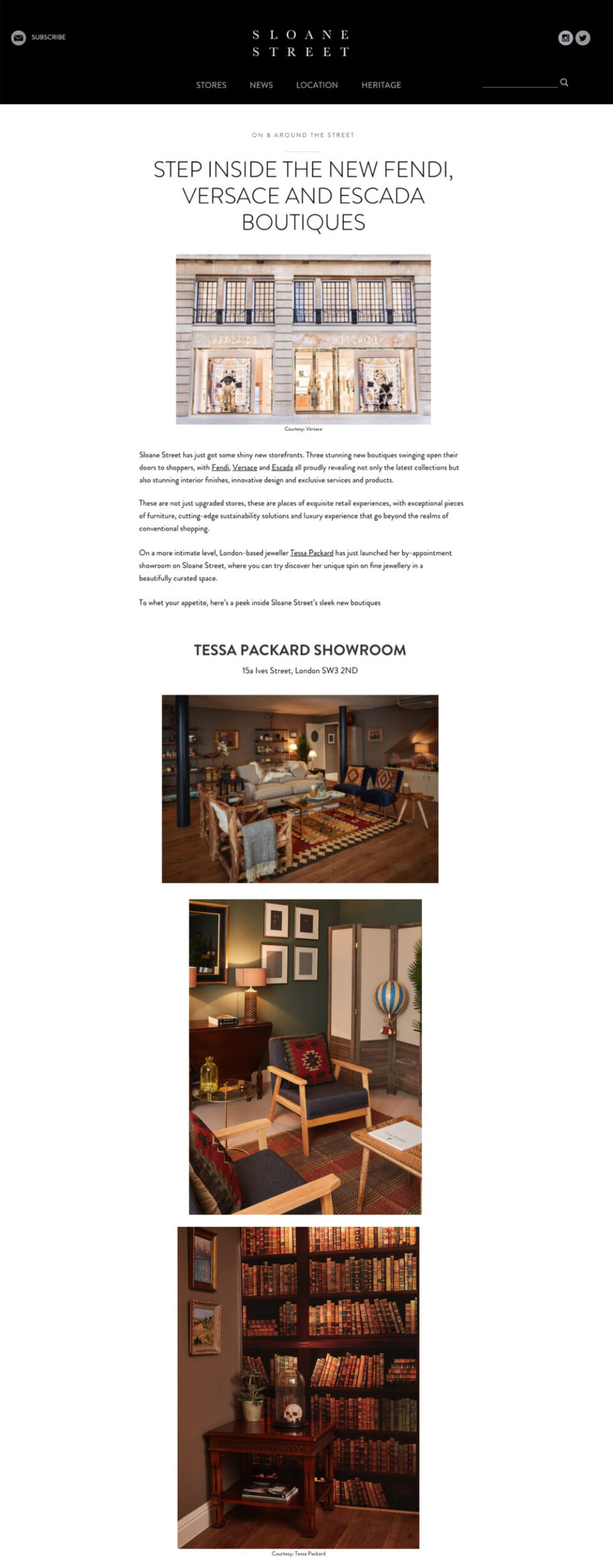 Tessa Packard London's New Chelsea Showroom as featured in Sloane Street Magazine online