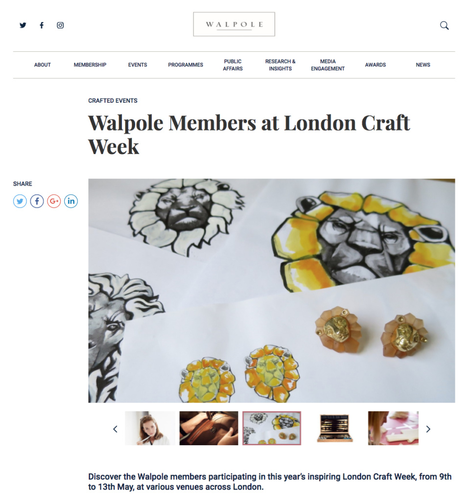 Walpole featuring Tessa Packard Jewellery London Craft Weekend Event