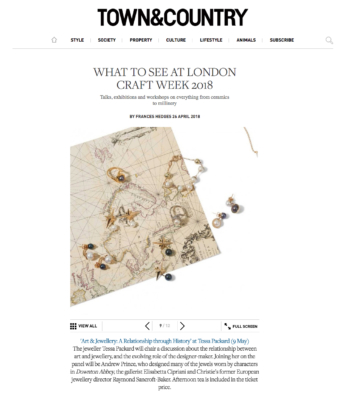 Town and Country Magazine featuring Tessa Packard London Craft Week Talk