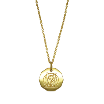 monogrammed gold plated disc necklace