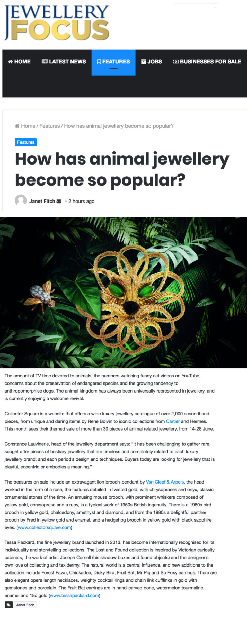 The Jewellery Focus featuring Tessa Packard London Contemporary Fine Jewellery Lost and Found Jewellery Collection