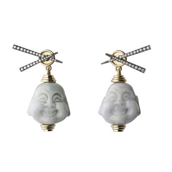 jade buddha chopstick earrings