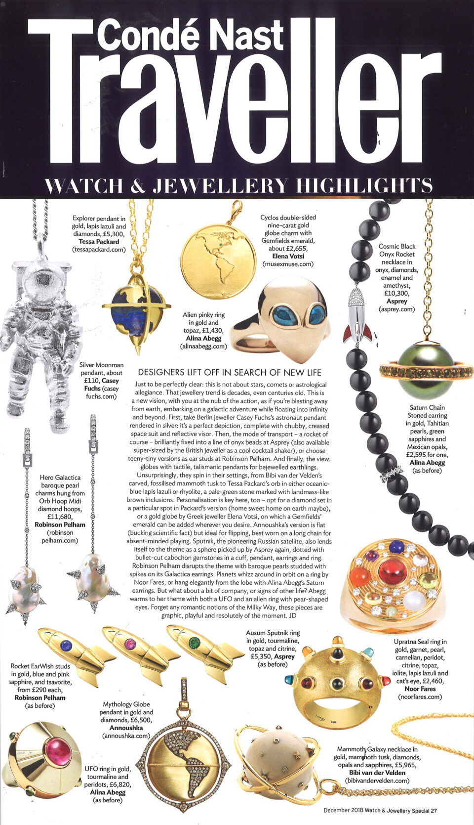 conde nast Traveller Watch and Jewellery Highlights featuring Tessa Packard London Contemporary Fine Jewellery Explorer Pendant nov 18