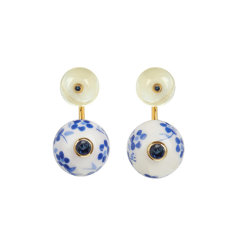 Bespoke blue and white porcelain earrings