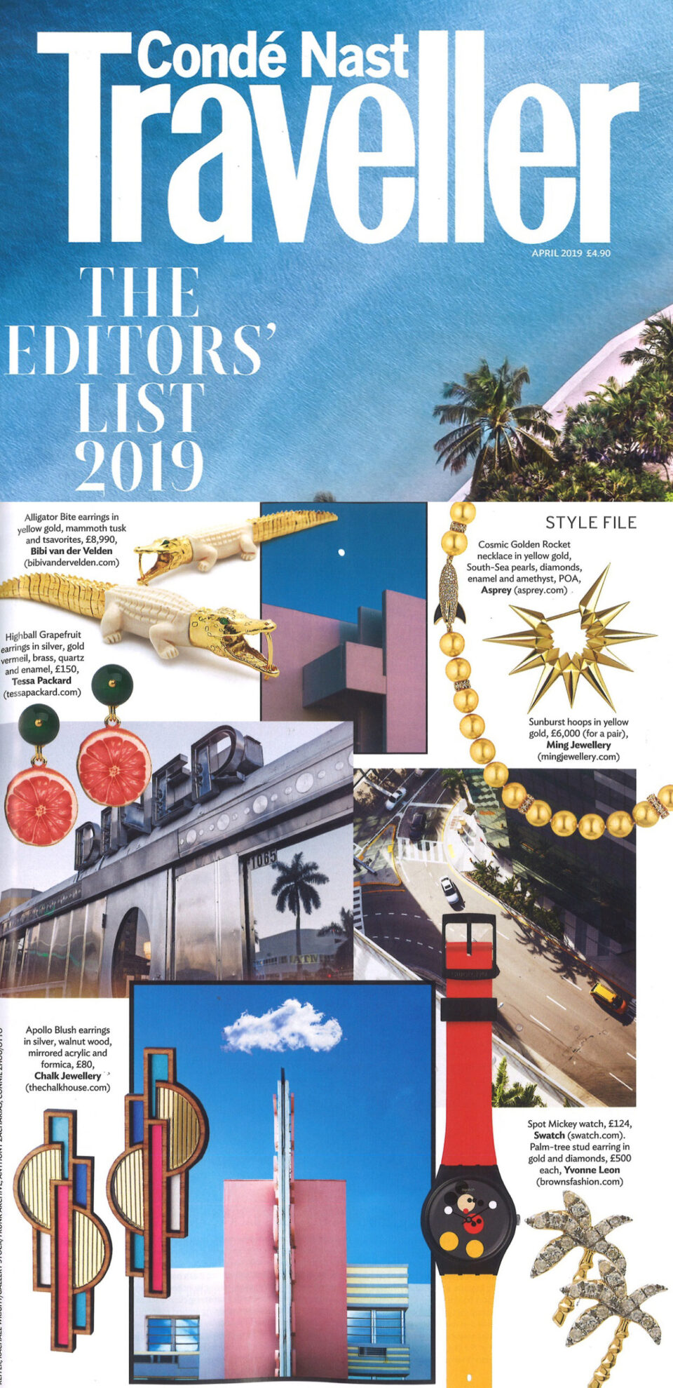 conde nast traveller feb featuring Tessa Packard London Jewellery Highball Grapefruit earrings by Tessa Packard London Contemporary Fine Jewellery