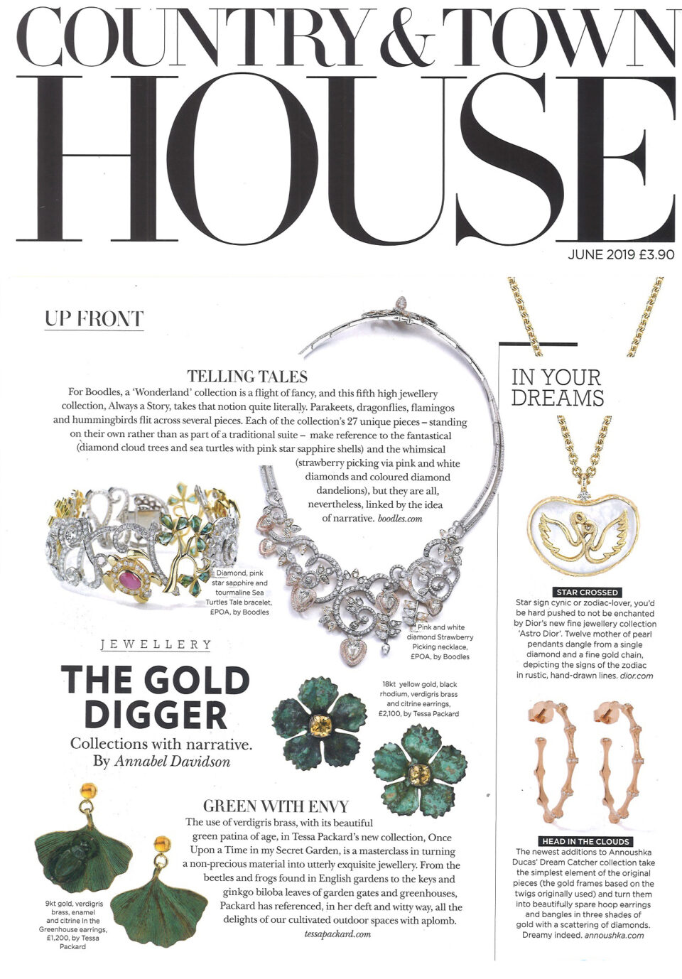 Once Upon a time in My Secret Garden collection by Tessa Packard London Contemporary Fine Jewellery Featured in Country and Town House May 2019 Issue