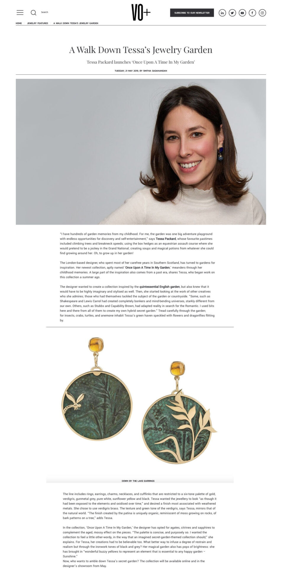 Secret Garden Collection by Tessa Packard London Contemporary Fine Jewellery Featured in VO+ Magazine May 2019 Issue