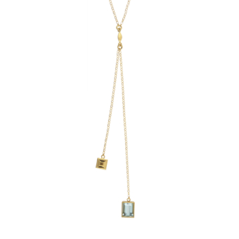 aquamarine and yellow gold lariat necklace