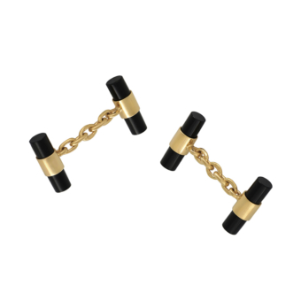 gold plated onyx bar cufflinks