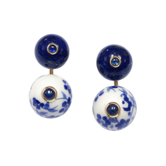 Blue and white porcelain earrings
