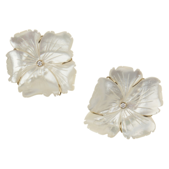 hand carved mother of pearl flowers with diamond centres