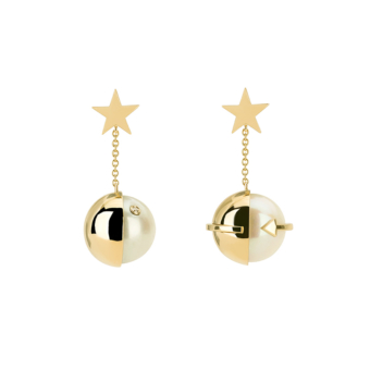 Bespoke yellow gold and pearl star Earrings