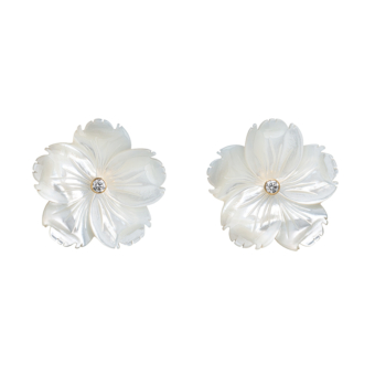 Bespoke mother of pearl flower earrings