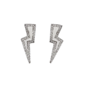 sterling silver and pave diamond lightning bolt earrings