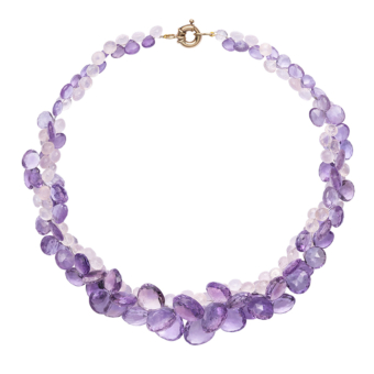 lavender and dark purple bead statement necklace
