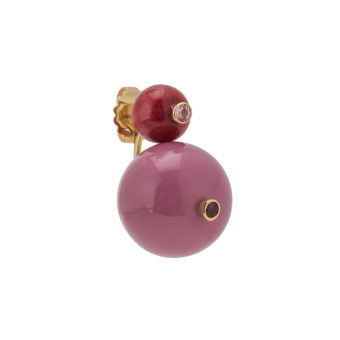 Ruby, Pink Tourmaline, Dyed Red Jade, plastic and 18ct Yellow Gold Vermeil Gumball Ear Jacket Earrings by Tessa Packard London