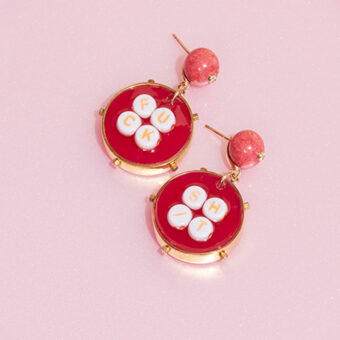 pink resin drop earrings