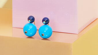 blue sapphire bead lucite earrings