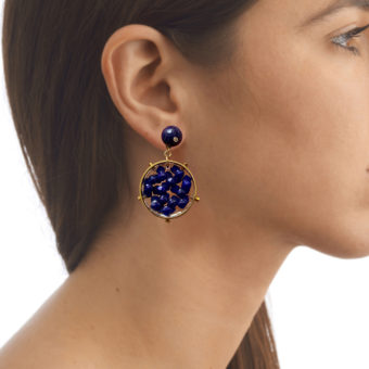 Lapis Lazuli, diamond and resin earrings. Palm Beach Earrings by Tessa Packard London (18ct yellow gold and brass)