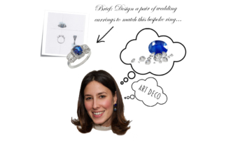bespoke sapphire and diamond earrings based on sapphire and diamond engagement ring