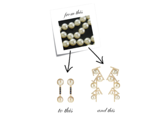 bespoke pearl and diamond earrings using an old family pearl necklace